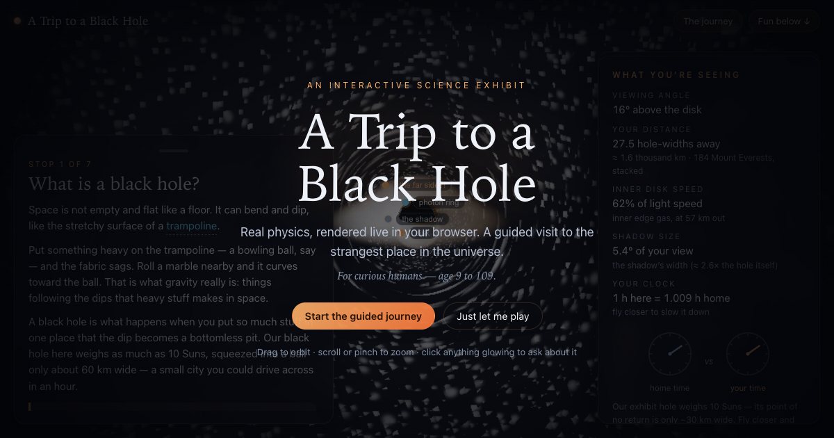 Screenshot of the 3D Black Hole Simulator demo