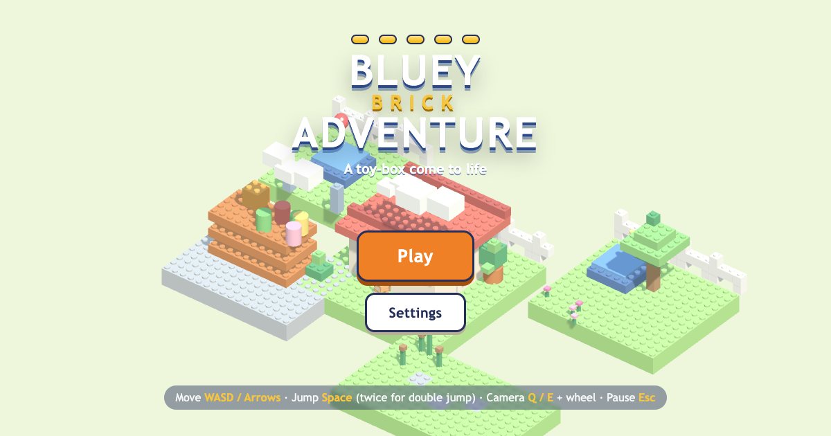 Screenshot of the 3D Bluey Brick Adventure demo