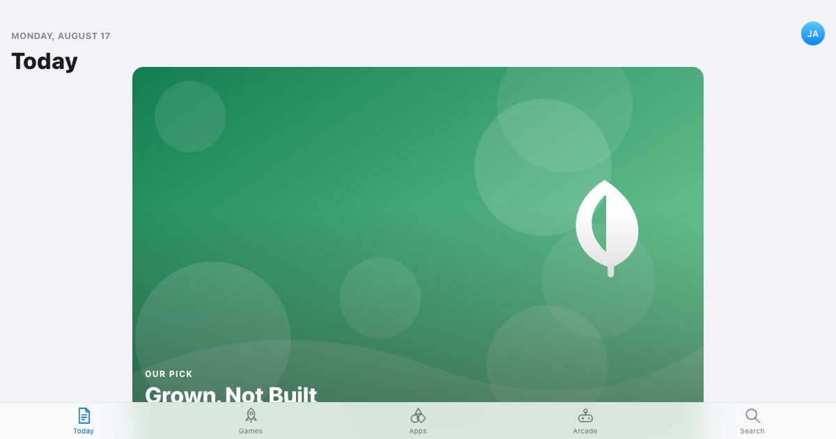 Screenshot of the App Store demo