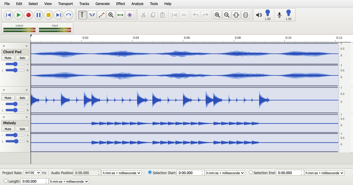 Screenshot of the Audacity demo