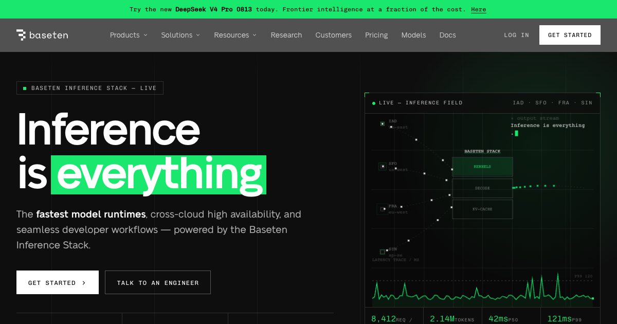 Screenshot of the Baseten Landing Page demo
