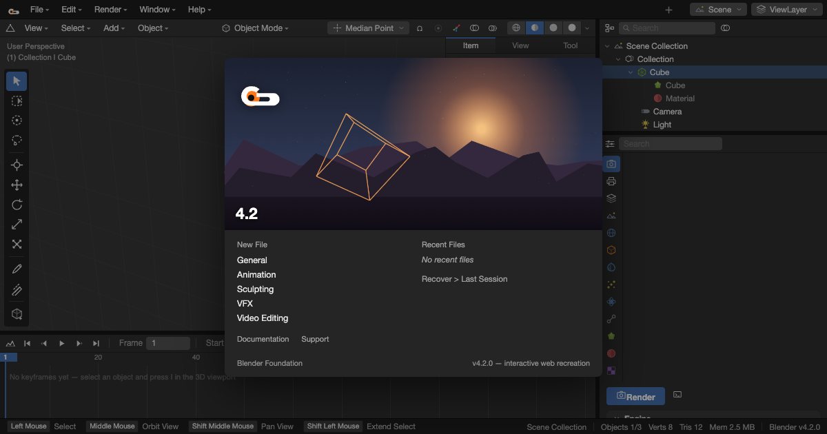 Screenshot of the Blender demo