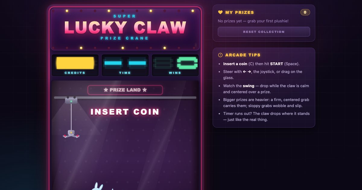 Screenshot of the Claw Machine demo