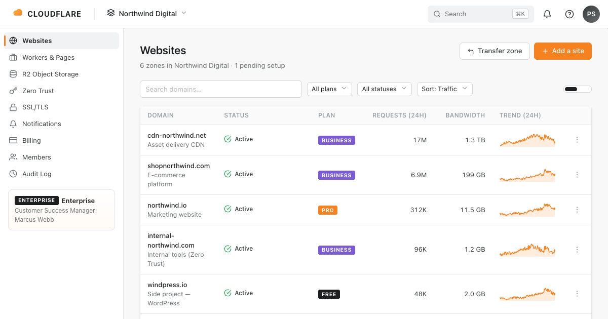 Screenshot of the Cloudflare Dashboard demo