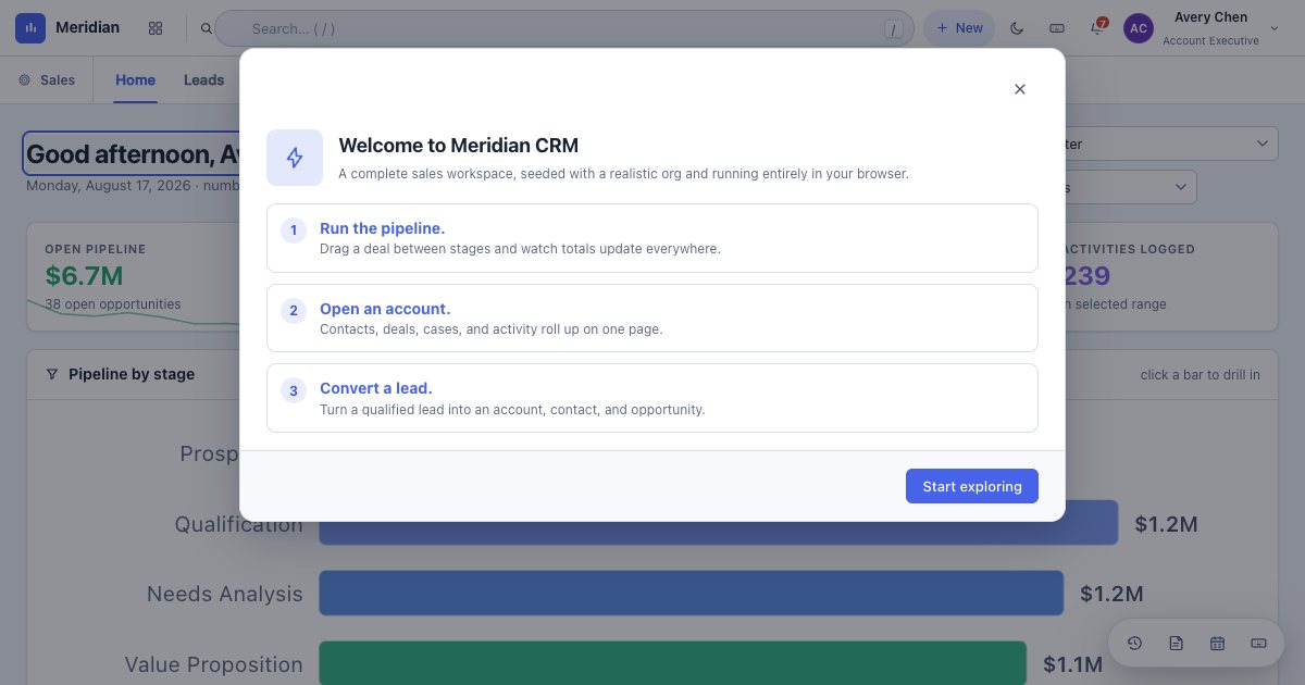 Screenshot of the Crm demo