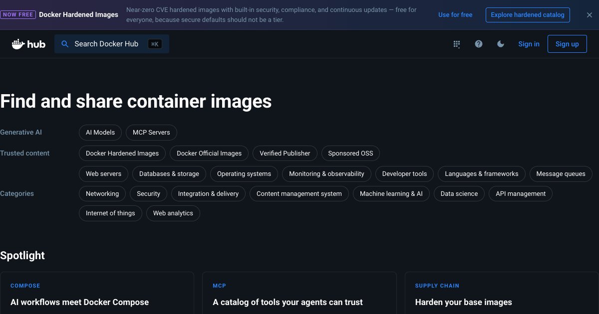 Screenshot of the Docker Hub demo