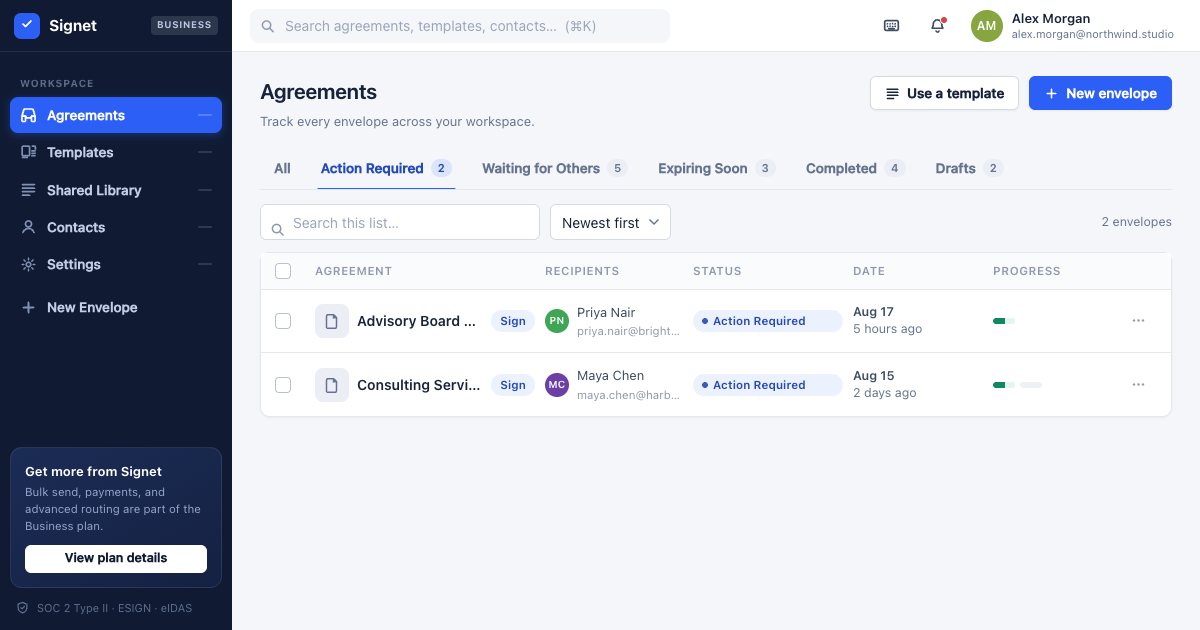 Screenshot of the Docsign demo