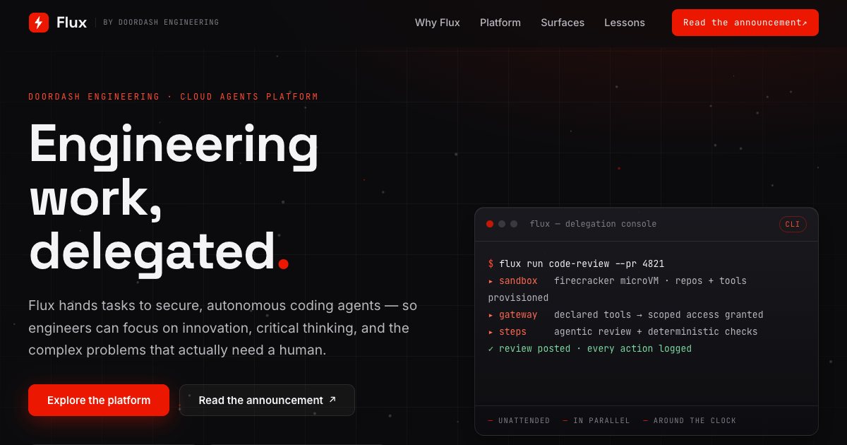 Screenshot of the Doordash Flux Landing Page demo