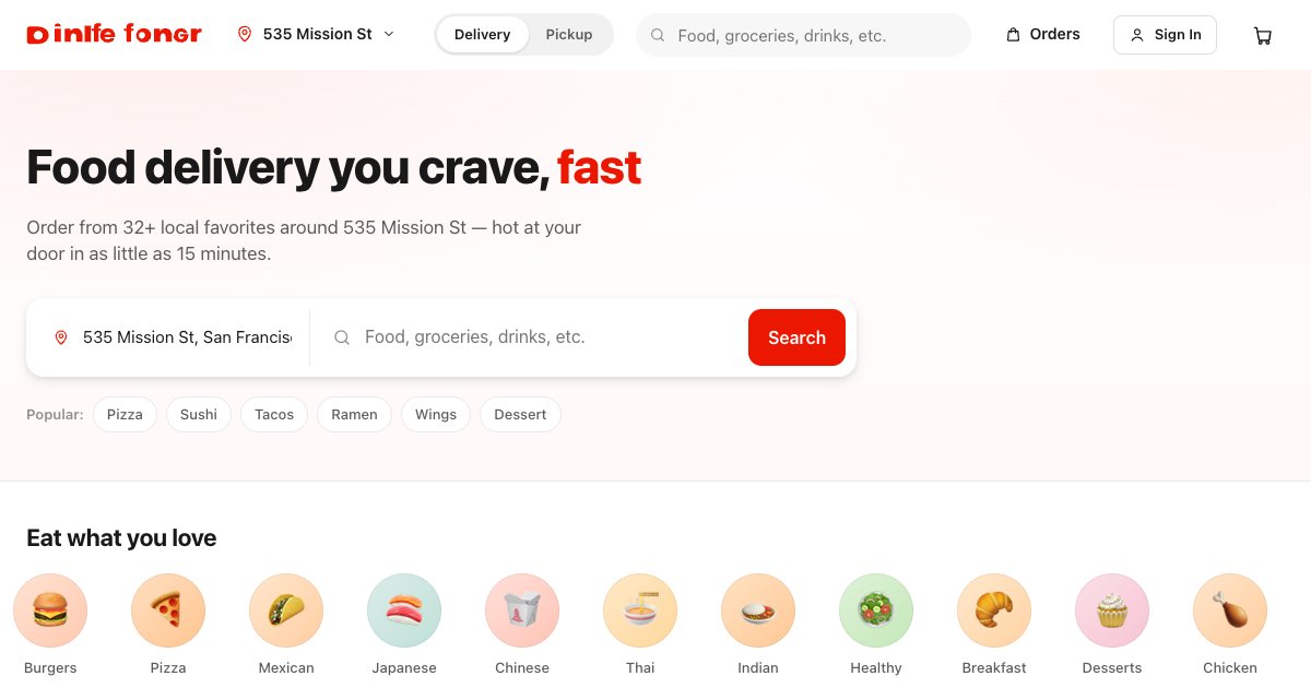 Screenshot of the Doordash demo
