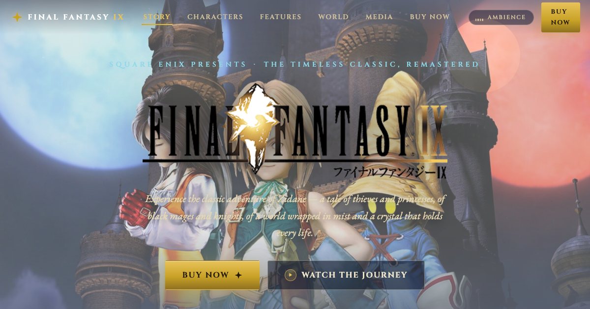 Screenshot of the Final Fantasy 9 Landing Page demo