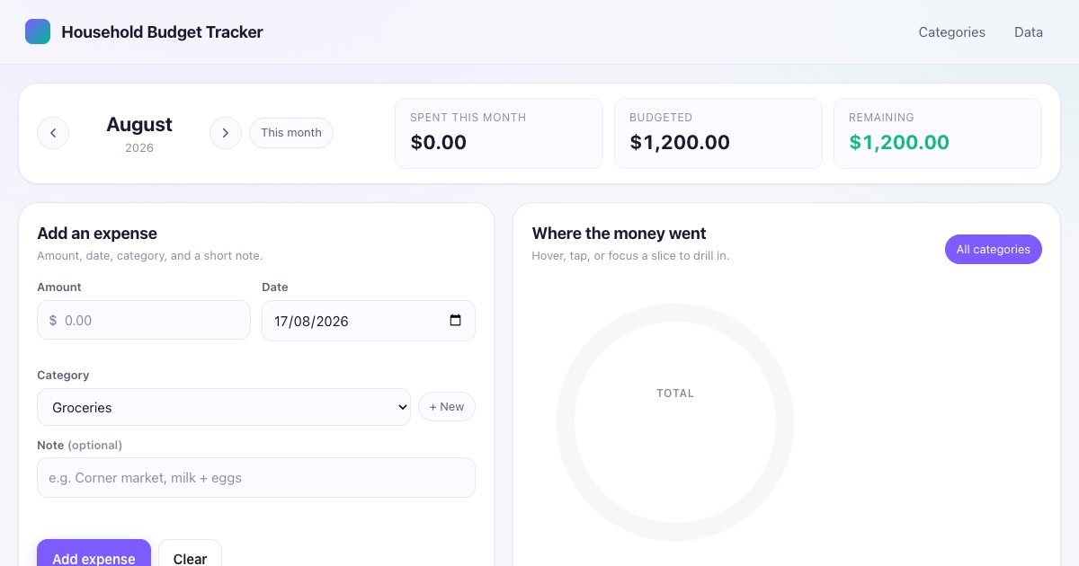 Screenshot of the Household Expense Tracker demo
